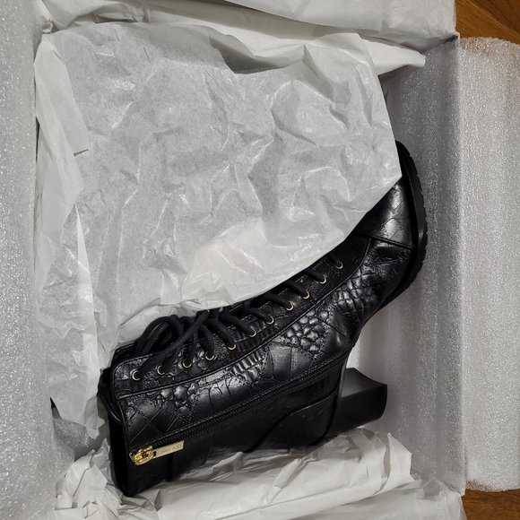 Jimmy Choo Cayo Patchwork Croc Embossed Boot NWT box & dust bag - Picture 3 of 7